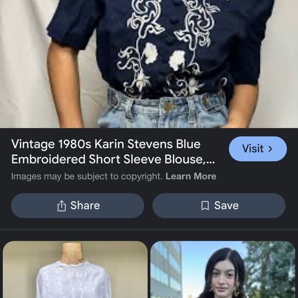 Karin Stevens Blue Boxy Blouse with Peter Pan Collar - Picture 1 of 9